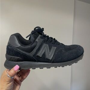 New Balance Men's All-Black Suede & Mesh Retro Sneaker